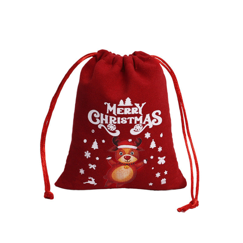 Wholesale Christmas Gift Bag Set Custom Drawstring  Velvet Bag